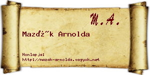 Mazák Arnolda névjegykártya